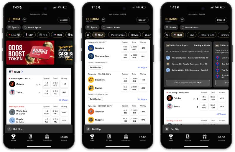 BetMGM sportsbook app — content discovery flows